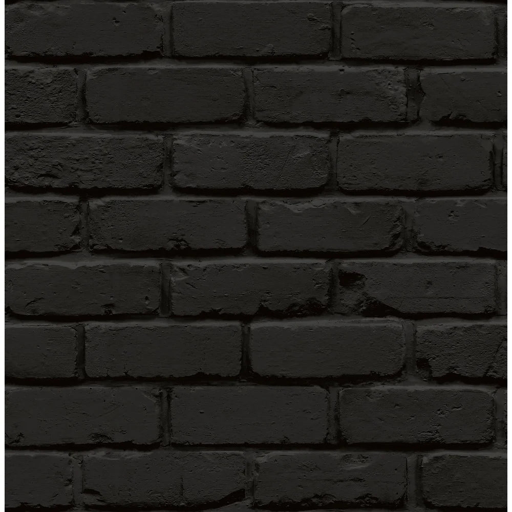 Black Brick Peel and Stick Wallpaper 216in x 20.5in Easy Application Removable Home Decor Ideal DIY Projects Smooth Surfaces