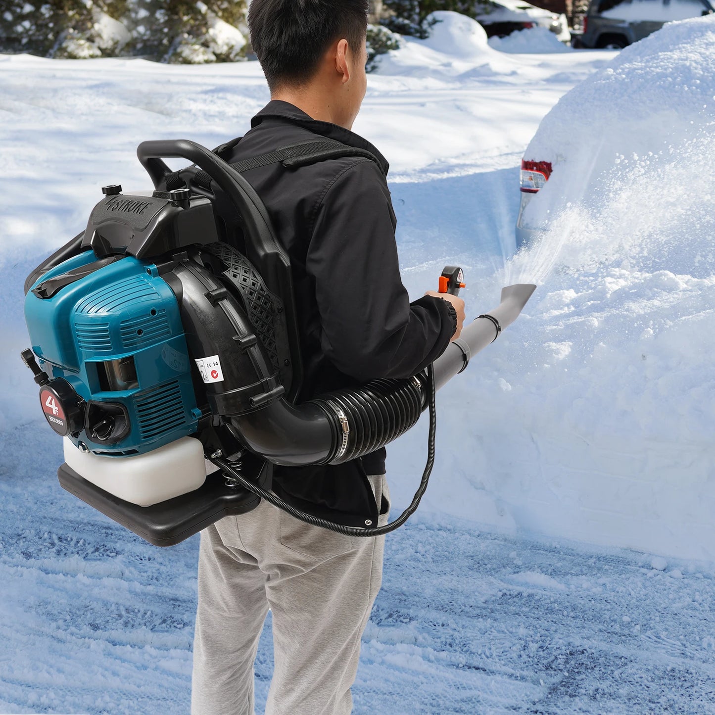 Bymaocar Gas Powered Backpack Leaf Blower 2.6KW 7000 RPM