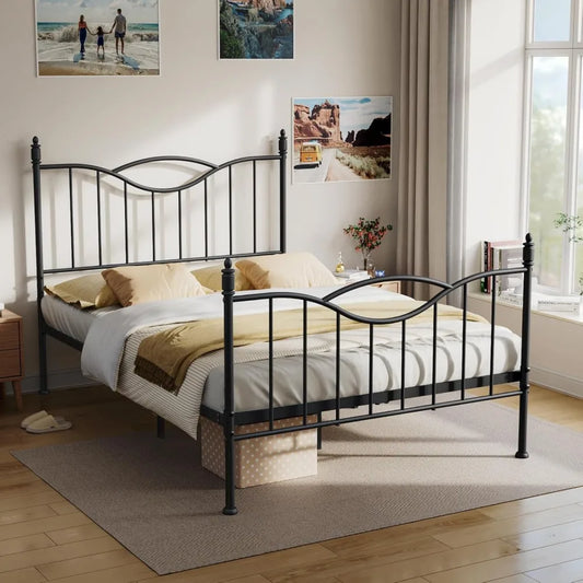 Full Size Bed Frame with Headboard,14 Inch Tall Metal Platform Bed Frame Mattress Foundation with Footboard, Under Bed Storage,