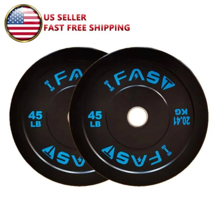 Olympic Weight Plates Rubber Bumper Plates 2 Inch Steel Insert 45lb Bundle Options Available for Home Gym Strength Training Wei