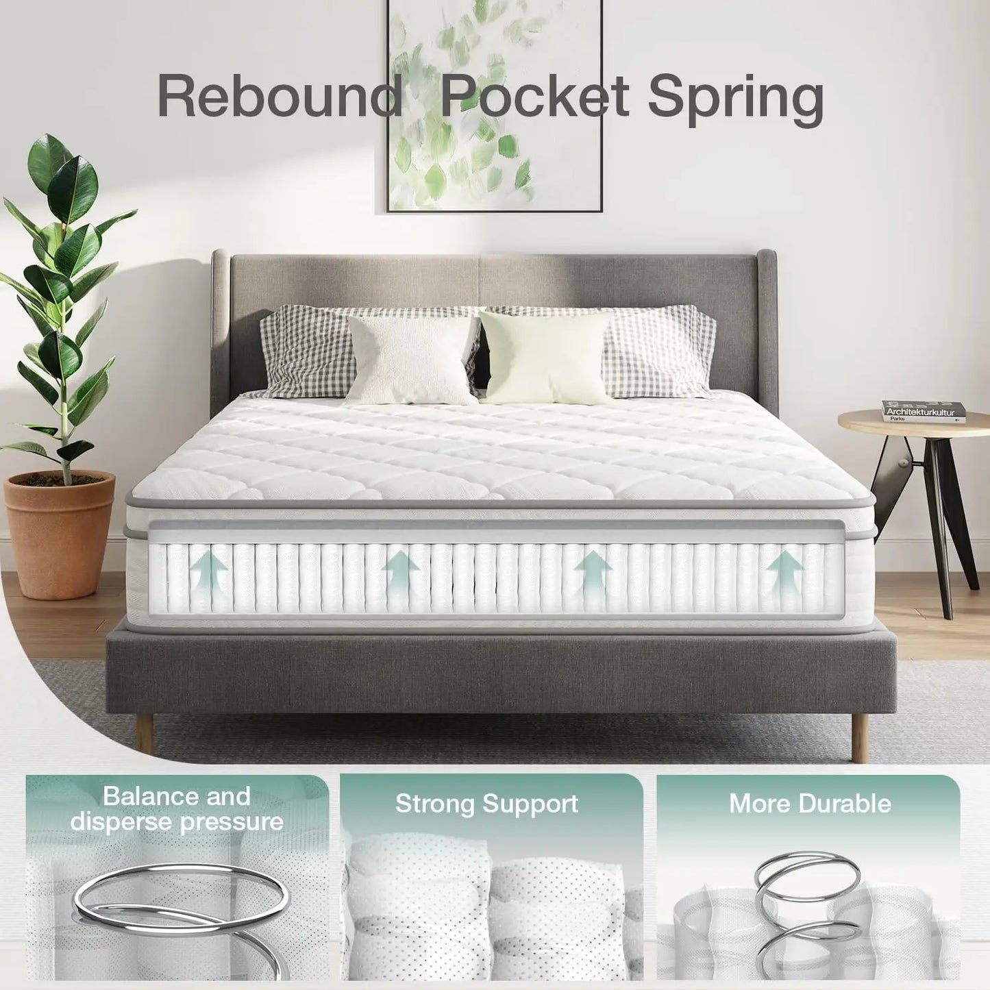 10 inch Twin Mattress Hybrid Mattress Twin Size with Comfortable Foam Individually Pocket Spring Twin Size Mattresses in a Box f