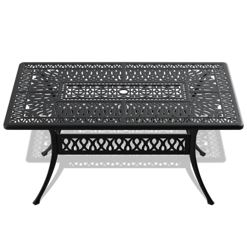 Elegant Cast Aluminum Patio Dining Table with Umbrella Hole