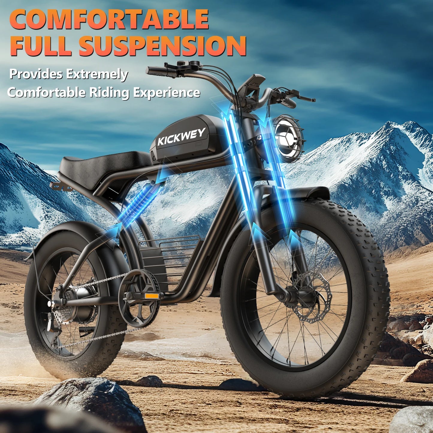 Kickwey K7 Electric Mountain Fat Tire Bicycle 1500W 48V