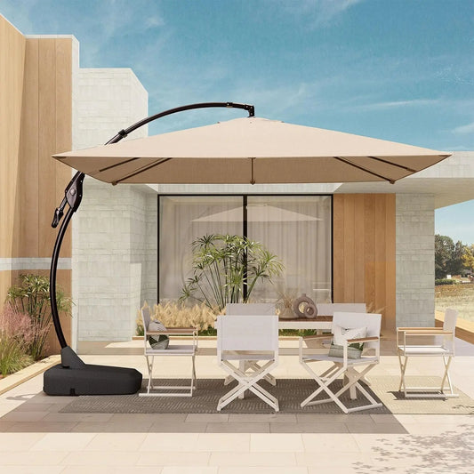 10x10 FT Patio Offset Umbrella Large Square Aluminum Cantilever Umbrella Base Included for Deck Porch