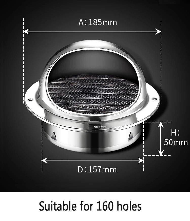 Stainless Steel Wall Ceiling Air Vent Ducting Ventilation Exhaust Grille Cover Outlet Heating Cooling Waterproof Vents Cap