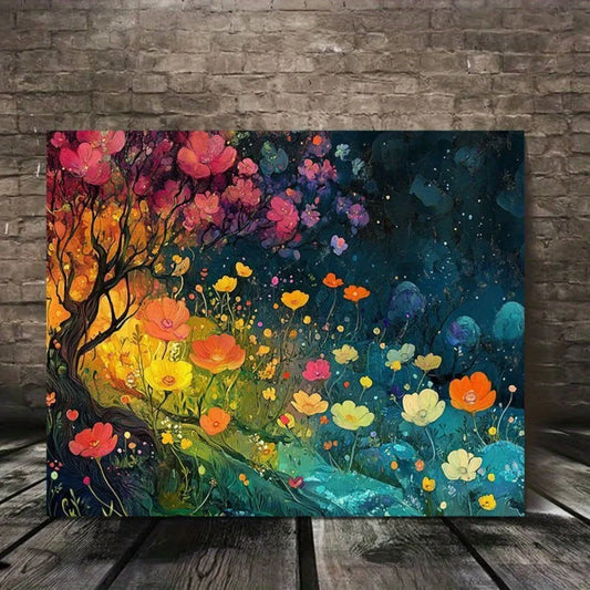 Floral And Tree Landscape Wall Art Print For Home Decor