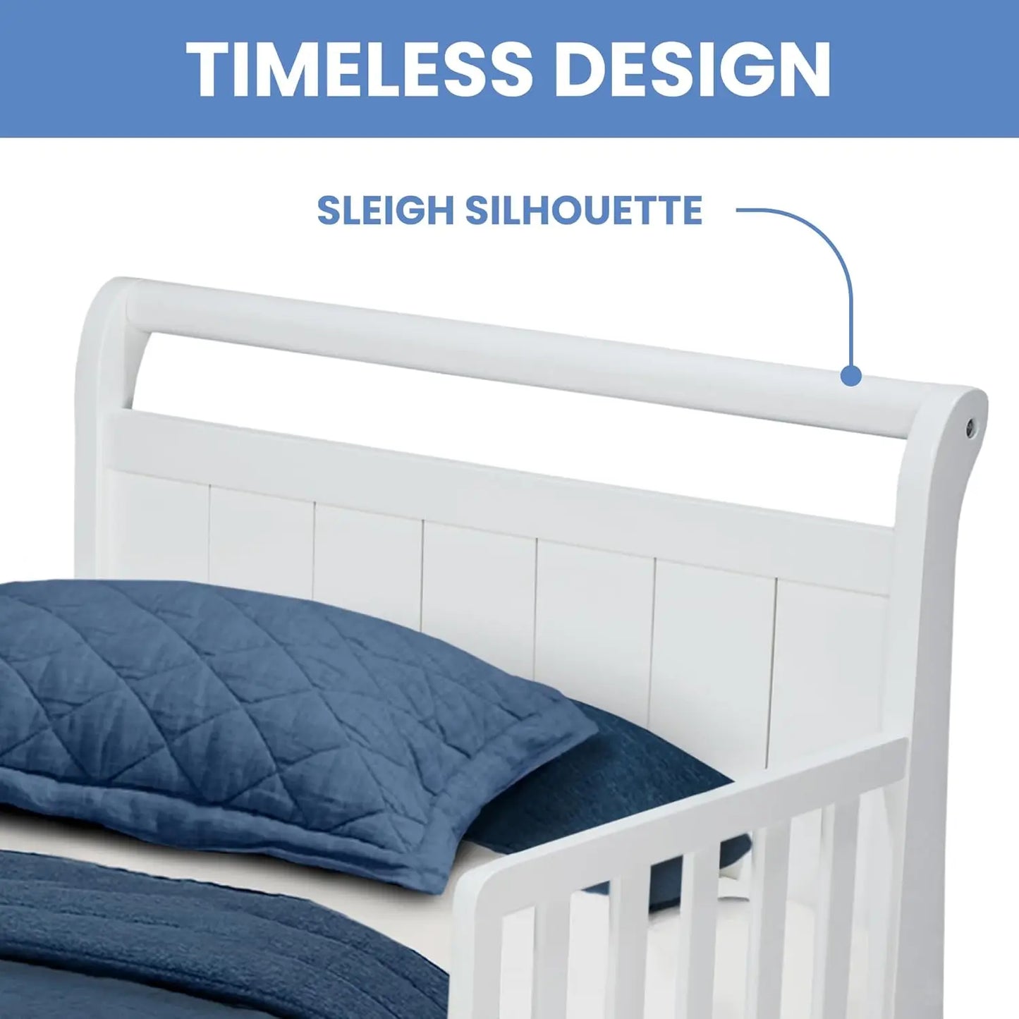 Children Wood Sleigh Toddler Bed, White