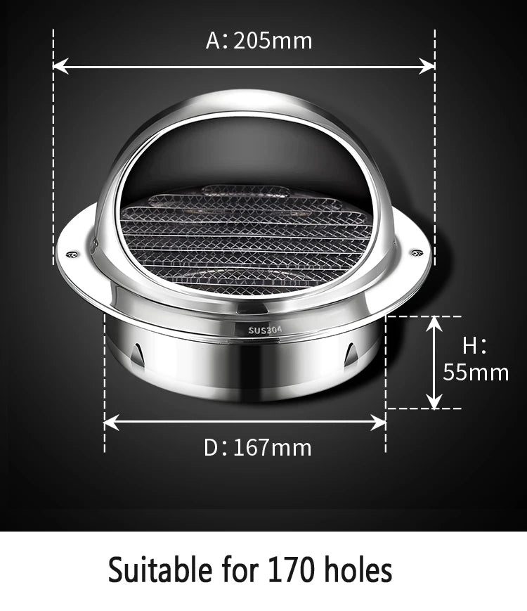 Stainless Steel Wall Ceiling Air Vent Ducting Ventilation Exhaust Grille Cover Outlet Heating Cooling Waterproof Vents Cap
