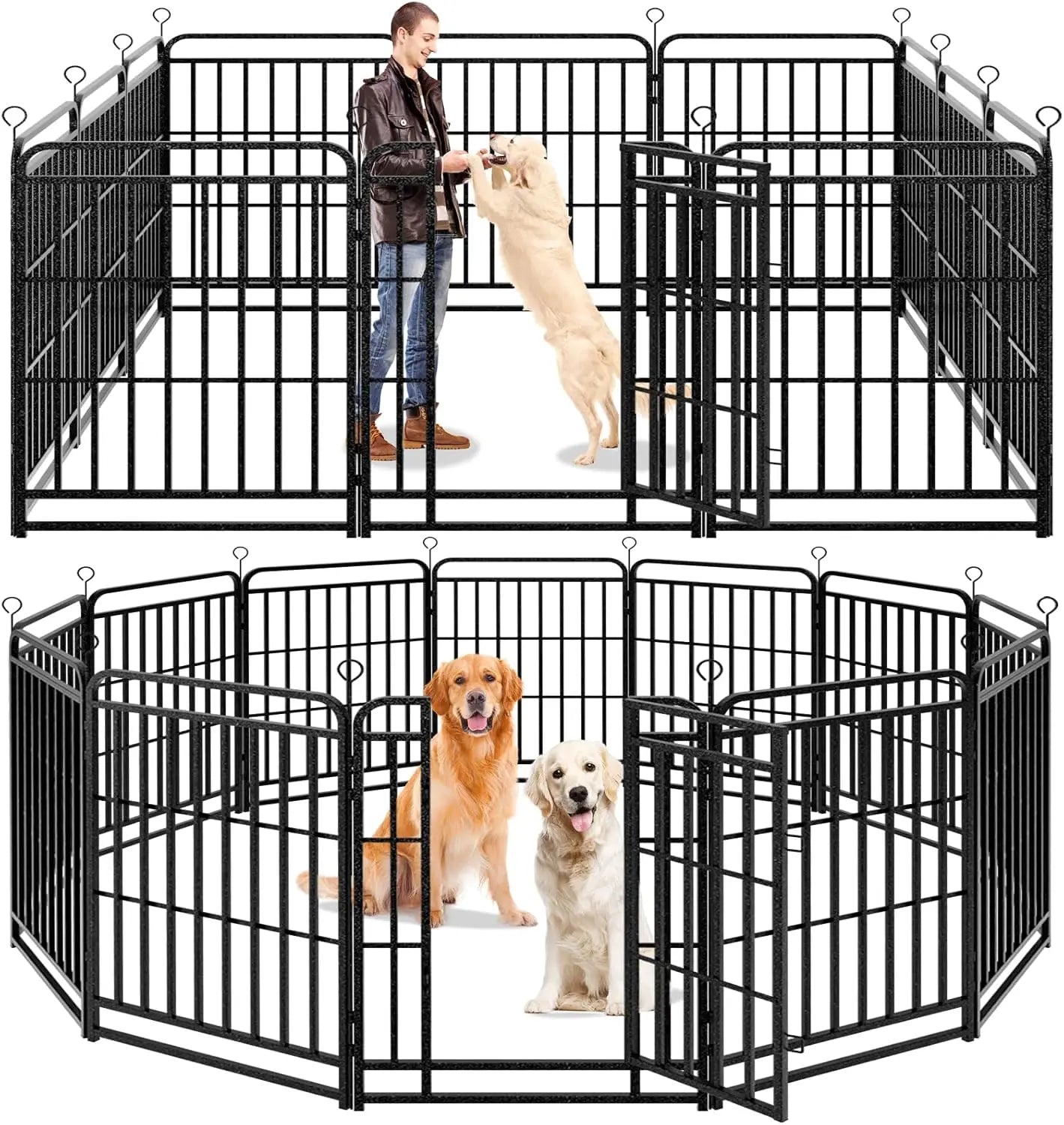 Dog Playpen Outdoor 12 Panels Heavy Duty Dog Fence 40" Height with Thick Pipe Anti-Rust with Doors Portable