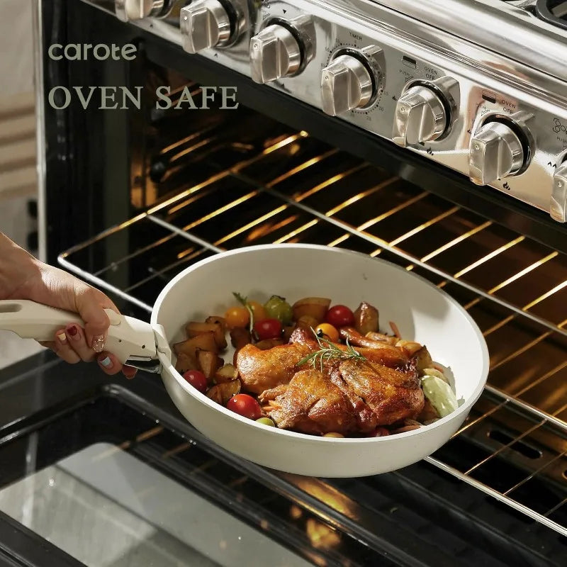 CAROTE Pots and Pans Set Non Stick, 15pcs Cookware Sets, Kitchen Set, Oven/Dishwasher/Fridge Safe, Space Saving Pots Set