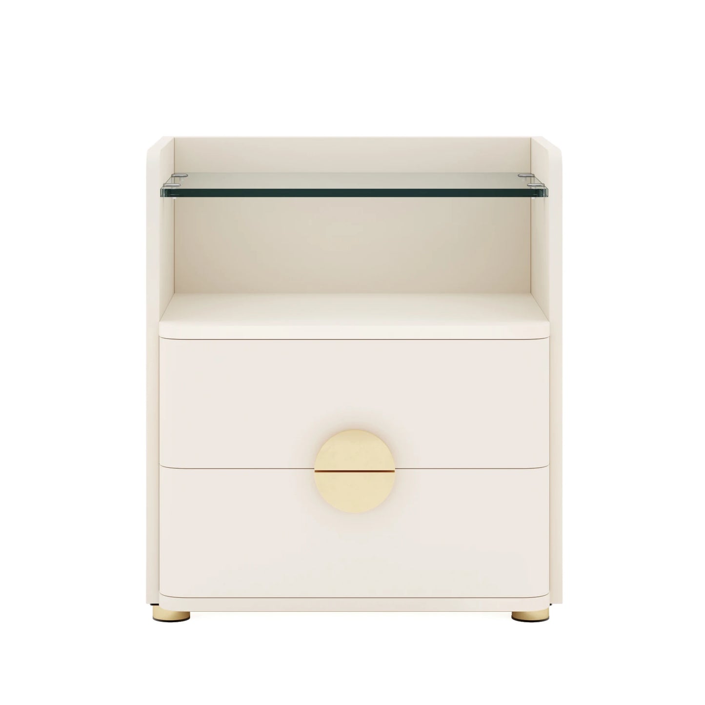 Tribesigns Nightstands, 2-Drawer Modern Night Stand with Open Storage Space, Wood Bed Side Table, Tempered Glasses End Table