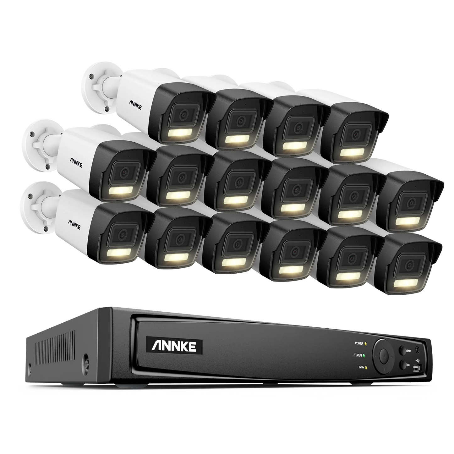 Annke 16CH NVR 12MP HD IP Security Camera Poe 6K Dual Light Audio Fixed Video Surveillance Human Vehicle Detection CCTV System