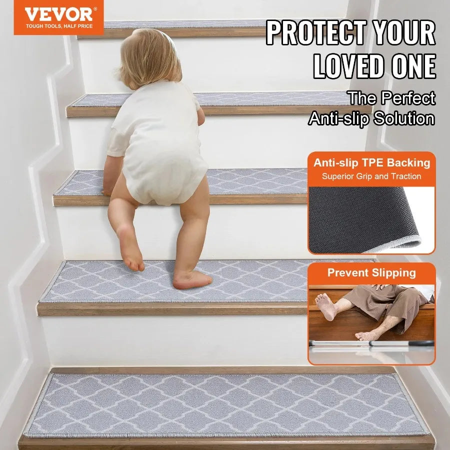 Stair Treads Stairs Carpet Non Slip 9 x 28 Indoor Stair Runner for Wooden Steps Anti Slip Carpet Soft Edging Stair Rugs Mats f