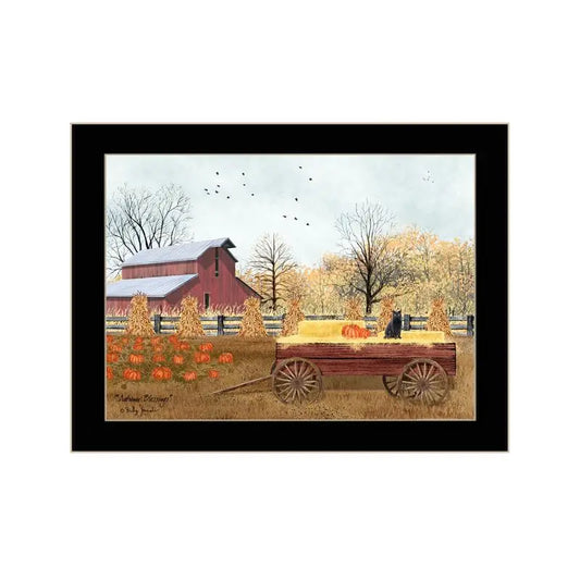 Autumn Blessings Framed Print - Ready to Hang, Black Framing, Seasonal Wall Art