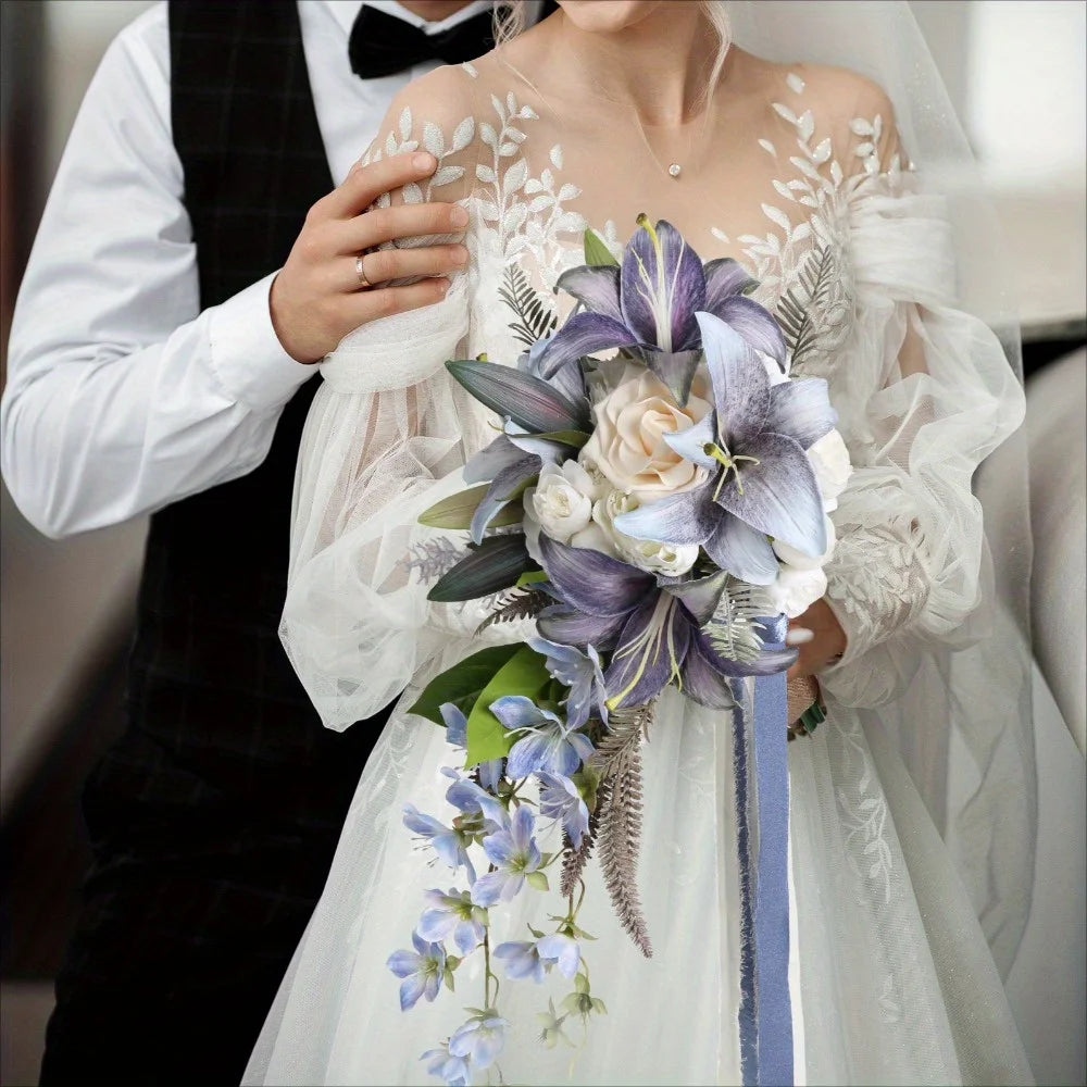 Bridal Bouquet Cascading, Wedding Bouquets for Bride, Bride Bouquets for Wedding Ceremony and Anniversary Artificial