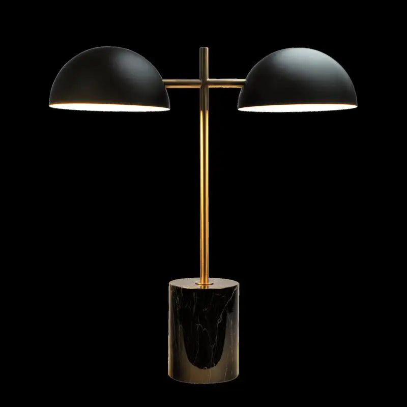 Double Table Lamp with On/Off Switch, Faux Marble Base, 22.4" H x 20" W x 7.9" D, Ideal for Living Room or Office Desk, Perfect