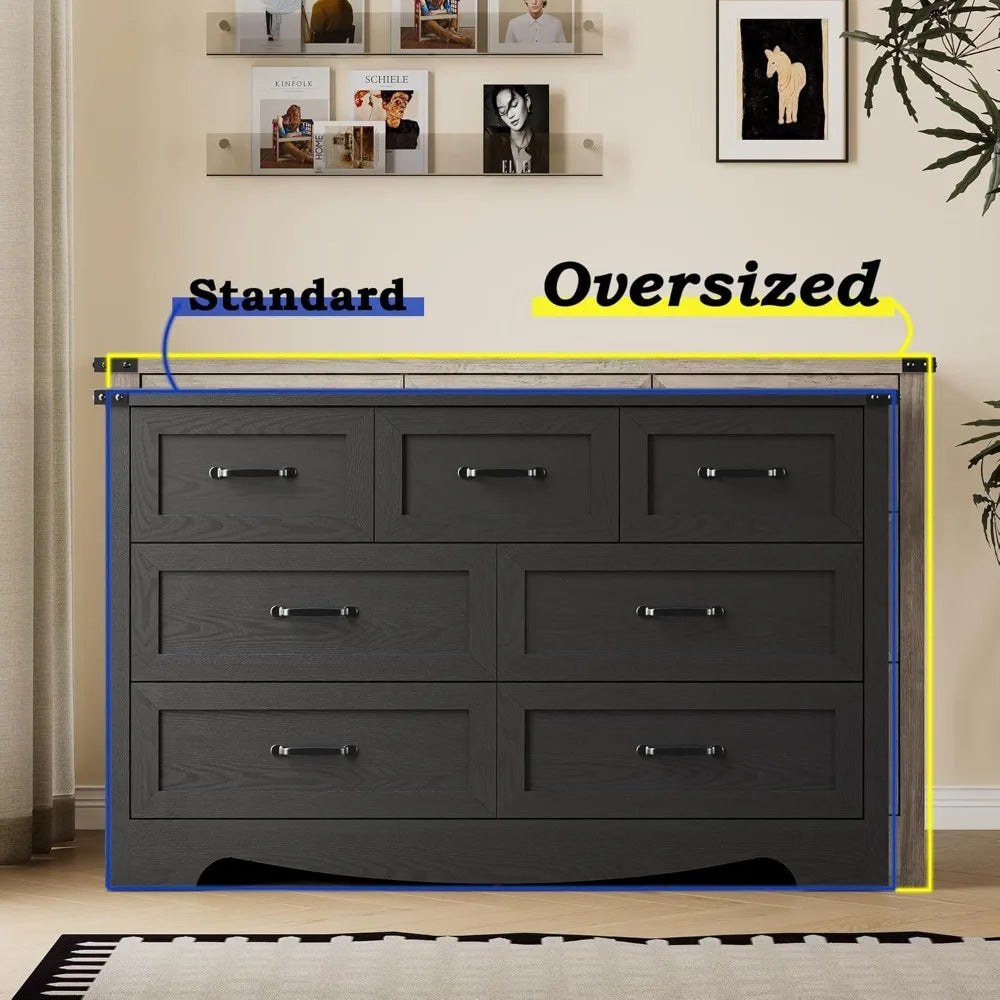 7-Drawer Dresser for Bedroom, Modern Wooden Chest of Drawers with Metal Handles, Anti-Tipping Design, Sturdy and Stable Storage