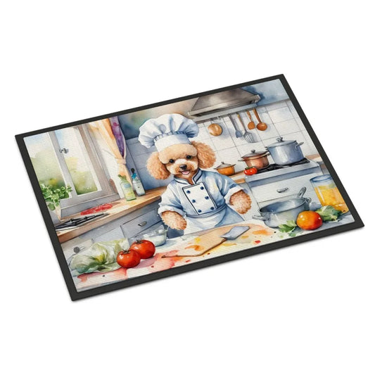 Poodle The Chef Doormat Front Door Mat Indoor Outdoor Rugs for Entryway Non Slip Washable Low Pile 24H X 36W