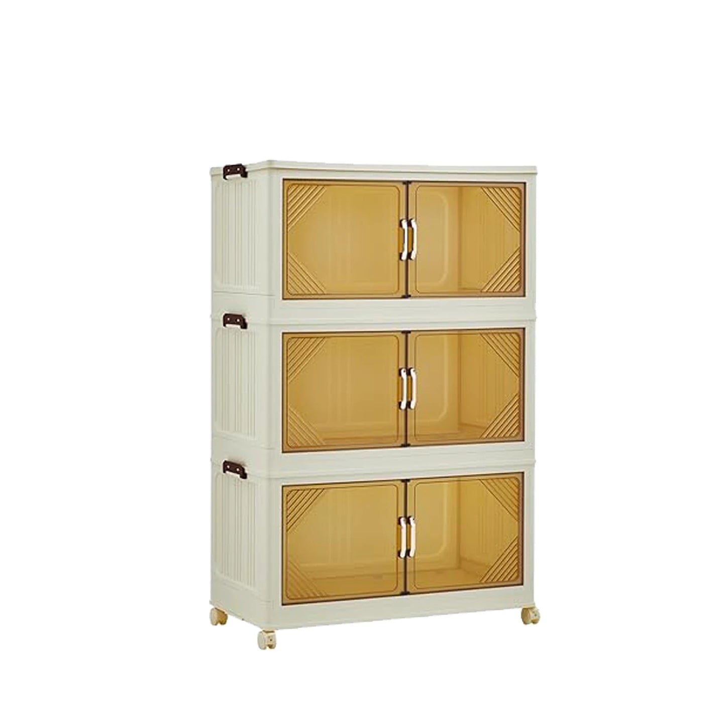504QT Stackable Storage Bins, Plastic Bins for Storage with Lids,Magnetic Doors,Foldable Collapsible Closet Organizers for Home