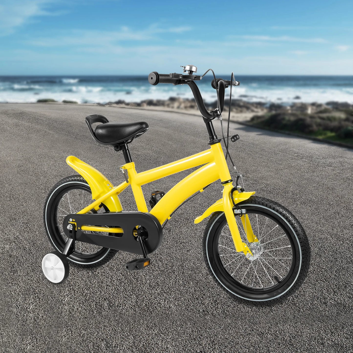 Fork Kids Bicycle With Training Wheels Dual Brakes Durable