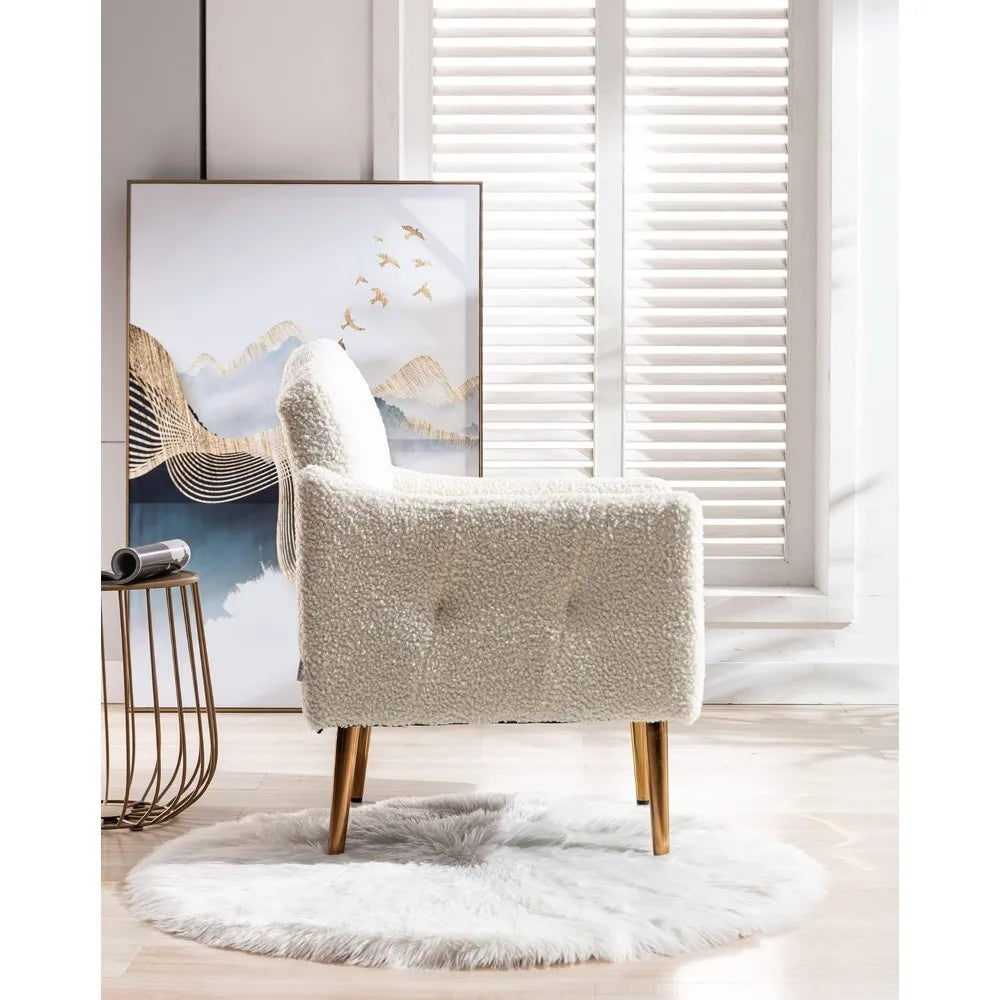 Modern Accent Chair, Upholstered Single Sofa Arm Chair for Living Room and Bedroom, Comfy Armchair with Solid Tapered M
