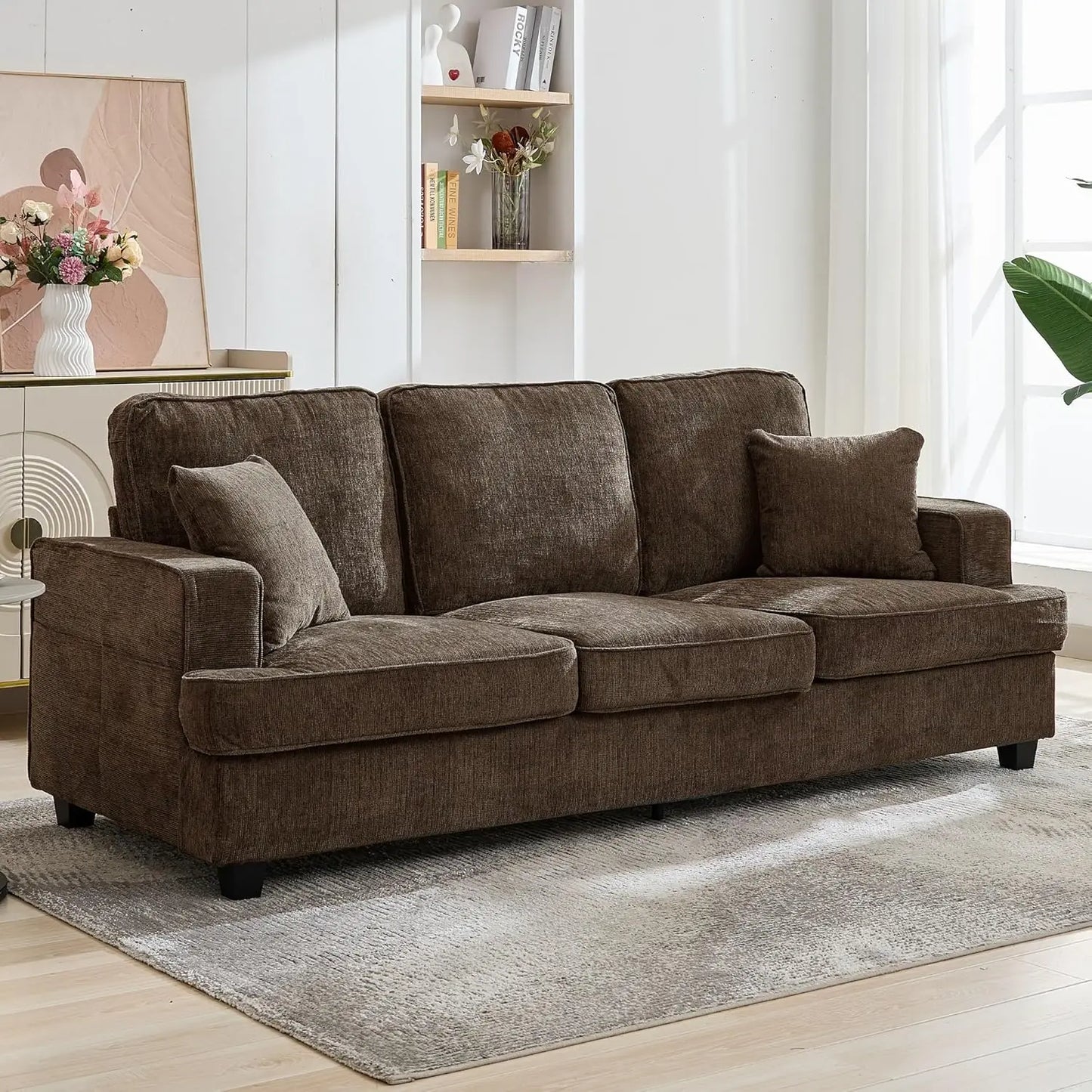 Couches for Living Room, 89 inch Cloud Couch Sofa in Chenile with Extra Comfy Soft Deep Seats, Modern 3 Seater Sofas for Living