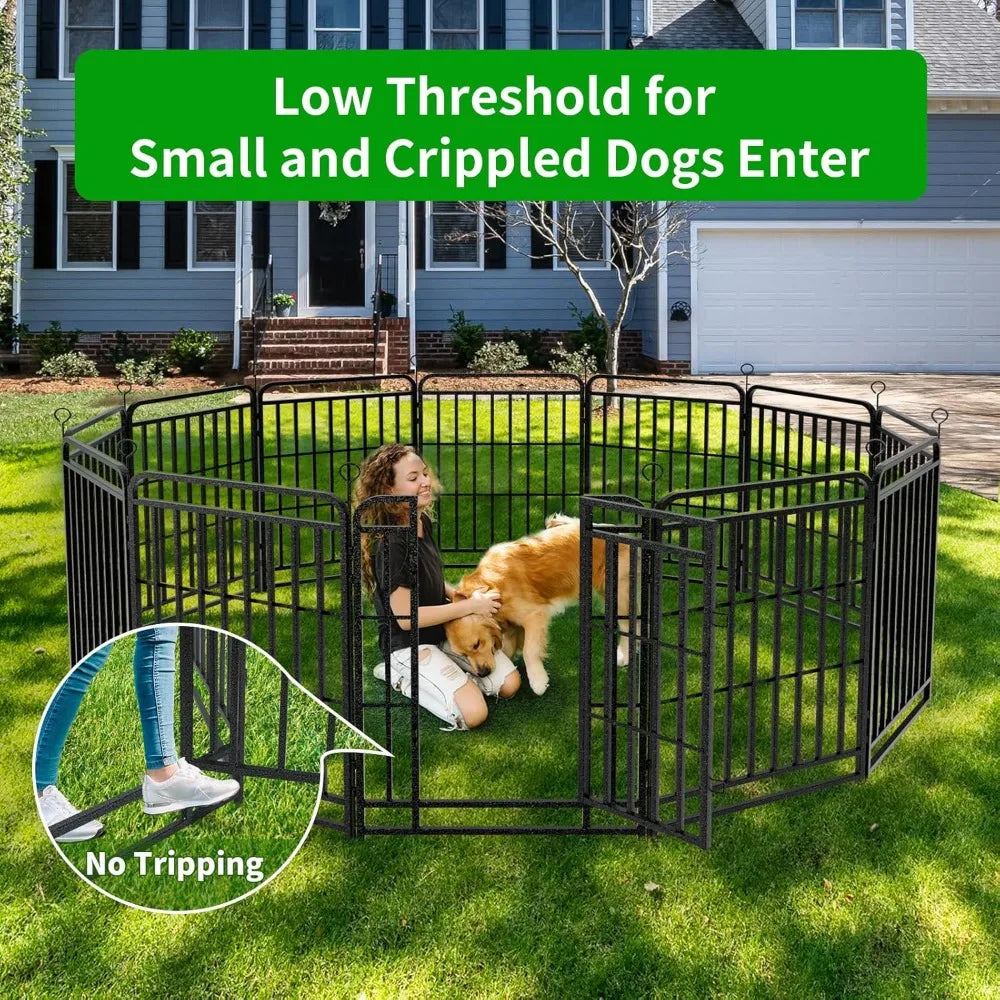 Dog Playpen Outdoor 12 Panels Heavy Duty Dog Fence 40" Height with Thick Pipe Anti-Rust with Doors Portable