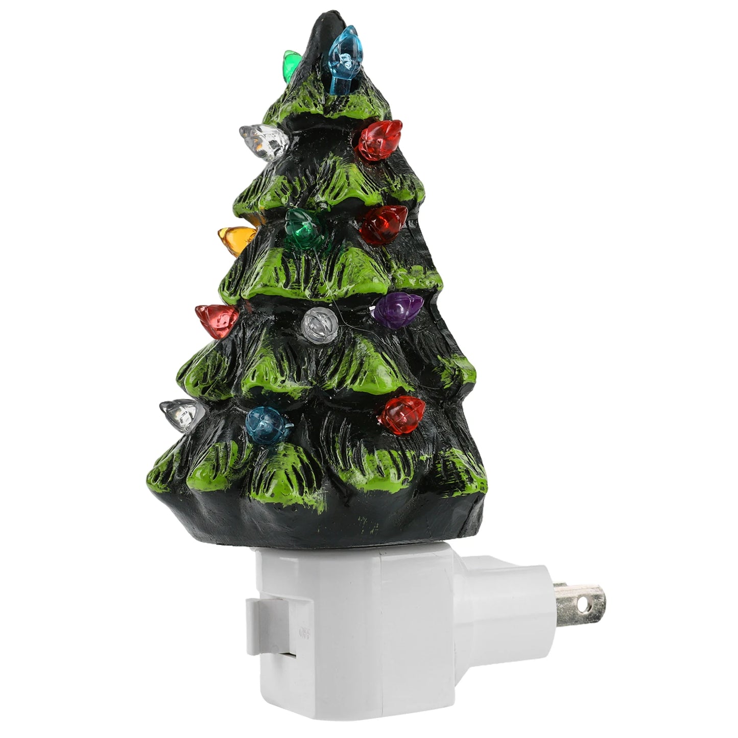 Resin Christmas Tree Night Light 360 Degree Swivel Plug LED Wall Lamps Hand Painted Wall Lights for Kitchen Bedroom Bedside Lamp