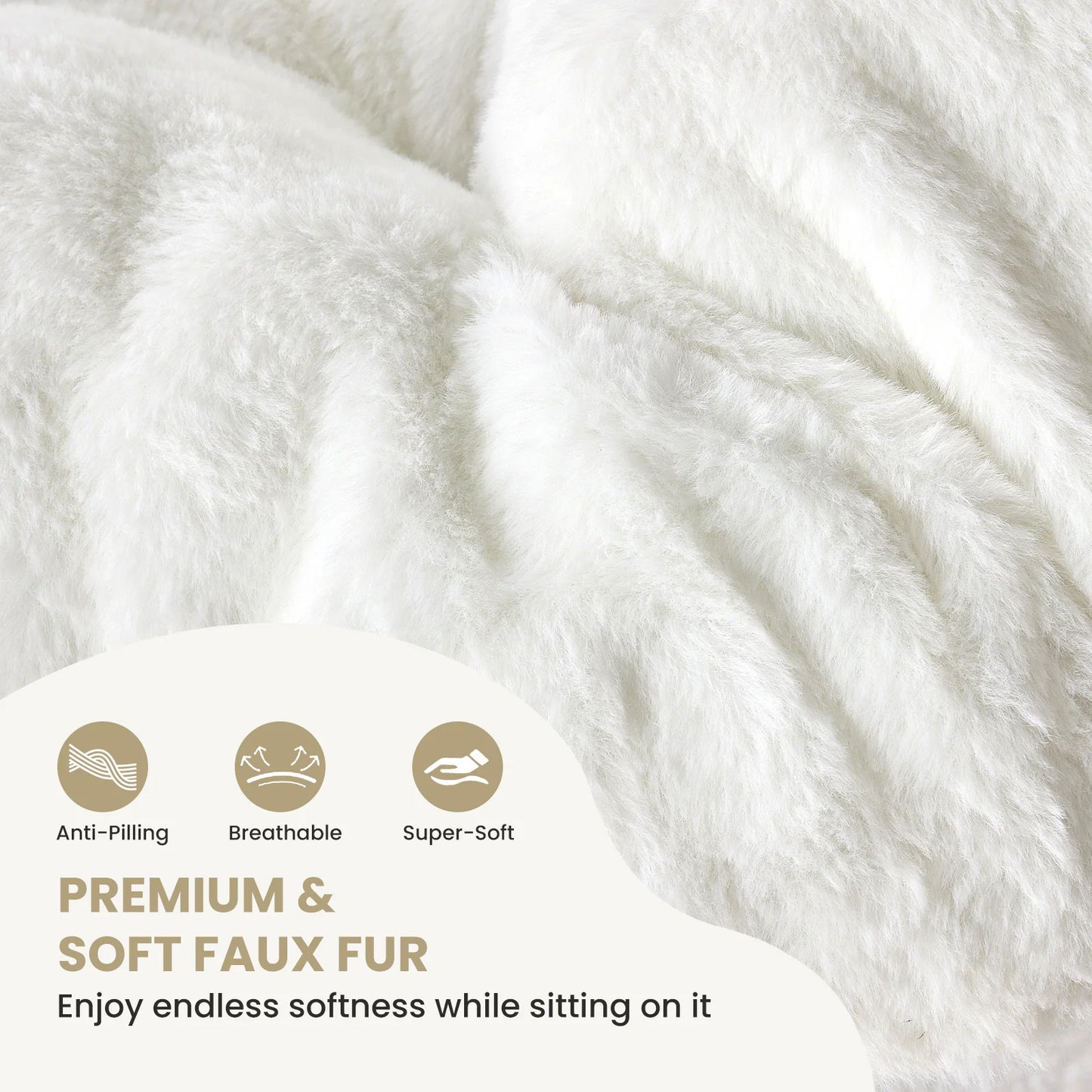 JHK 28IN Cozy Saucer Chairs Soft Faux Fur Large Size Folding Lounge Living Room Padded Seat Metal Frame Reading Chair Furniture