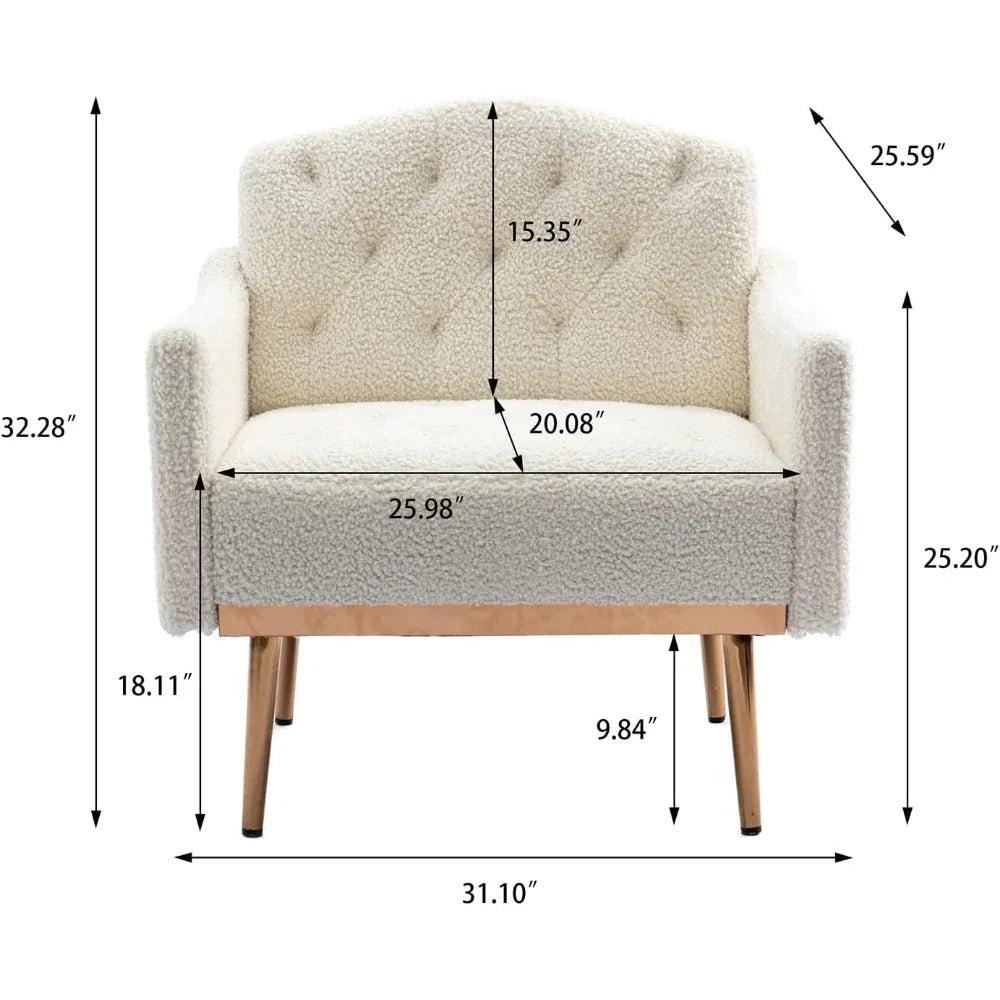 Modern Accent Chair, Upholstered Single Sofa Arm Chair for Living Room and Bedroom, Comfy Armchair with Solid Tapered M