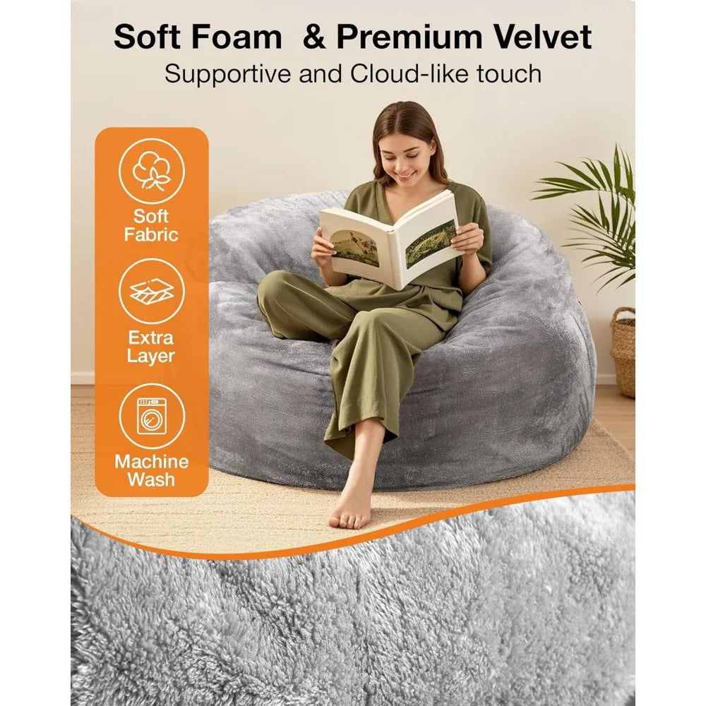 Giant Bean Bag Chair: Bean Bag Chair for Adults Kids Teens Couples for Lay Sleep in Living Room Bedroom Reading Game Room -Beanb
