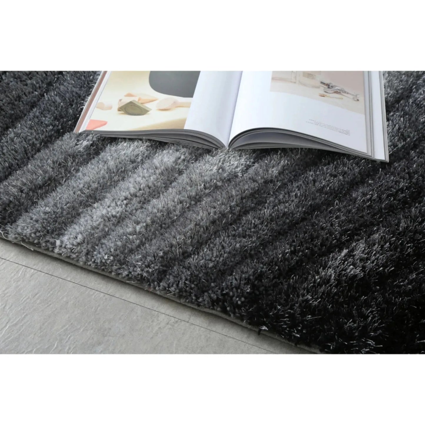 "3D Shaggy" Hand Tufted Area Rug - 2 x 3Ft Rugs for Bedroom, Grey Fluffy Soft Carpet for Living Room & Nursery