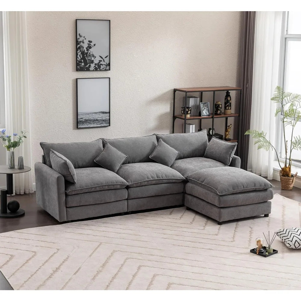 100.39" Sectional Sofas for Living Room, Modular L-Shaped Sectional Sofa with Moveable Chaise Modern Deep Seat Couches