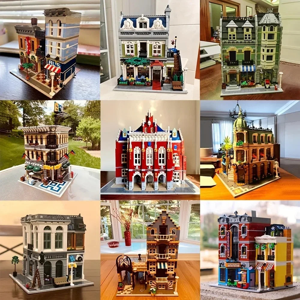 Creative Expert Brick Bank Cafe Corner Model MOC Street