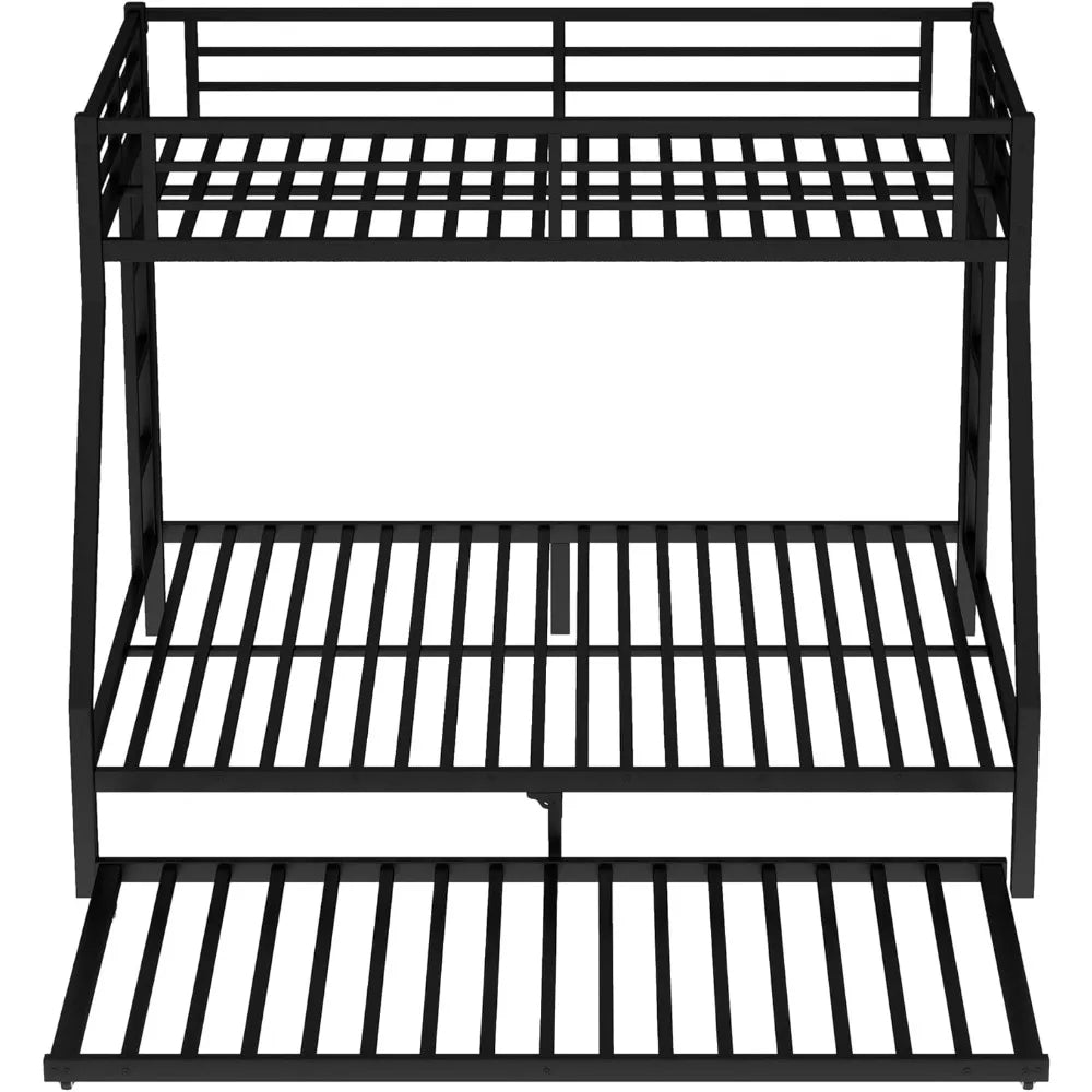 Harper And Bright Metal Bunk Bed With Trundle And Guardrail