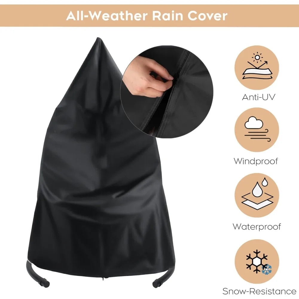 Hanging Egg Chair with Stand, Outdoor Swing Egg Chair with Rain Cover, 400 LBS Capacity All-Weather PE Wicker Swing Chair