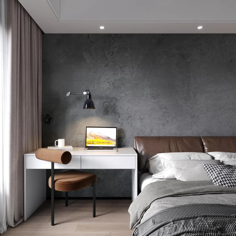 Gray Concrete Wallpaper 16x354 inch Matte Thick Dark Grey Cement Contact Paper Peel Stick Countertop Cover Removable Waterproof