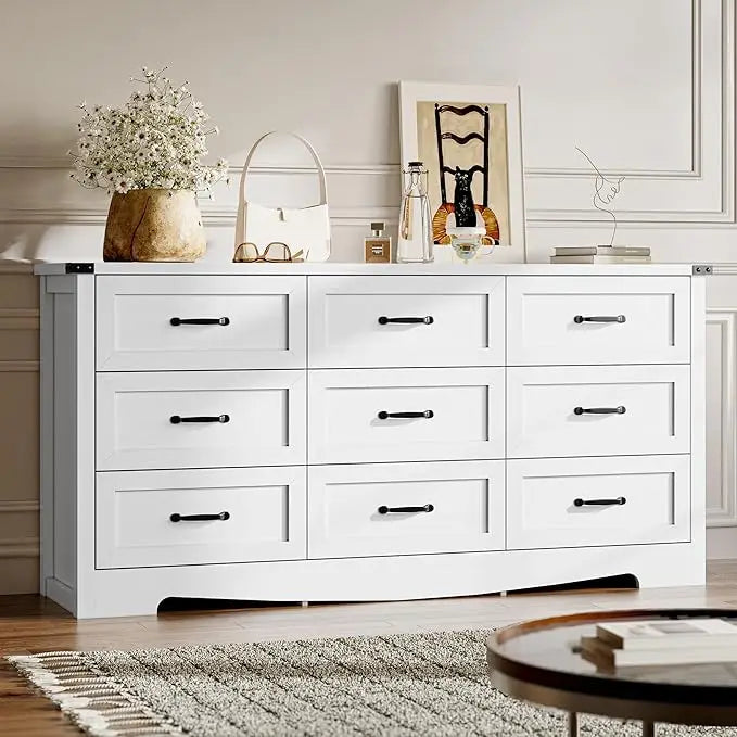 7-Drawer Dresser for Bedroom, Modern Wooden Chest of Drawers with Metal Handles, Anti-Tipping Design, Sturdy and Stable Storage