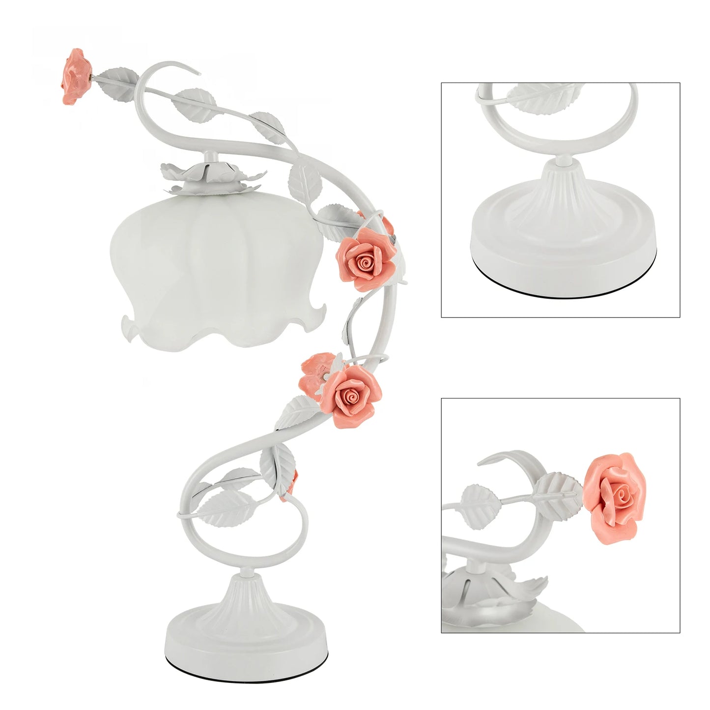 Modern Bedside Lamp, Flower Glass Table Lamp Stained Glass Flower Table Reading Lamps Nightstand Desk Lights with Switch