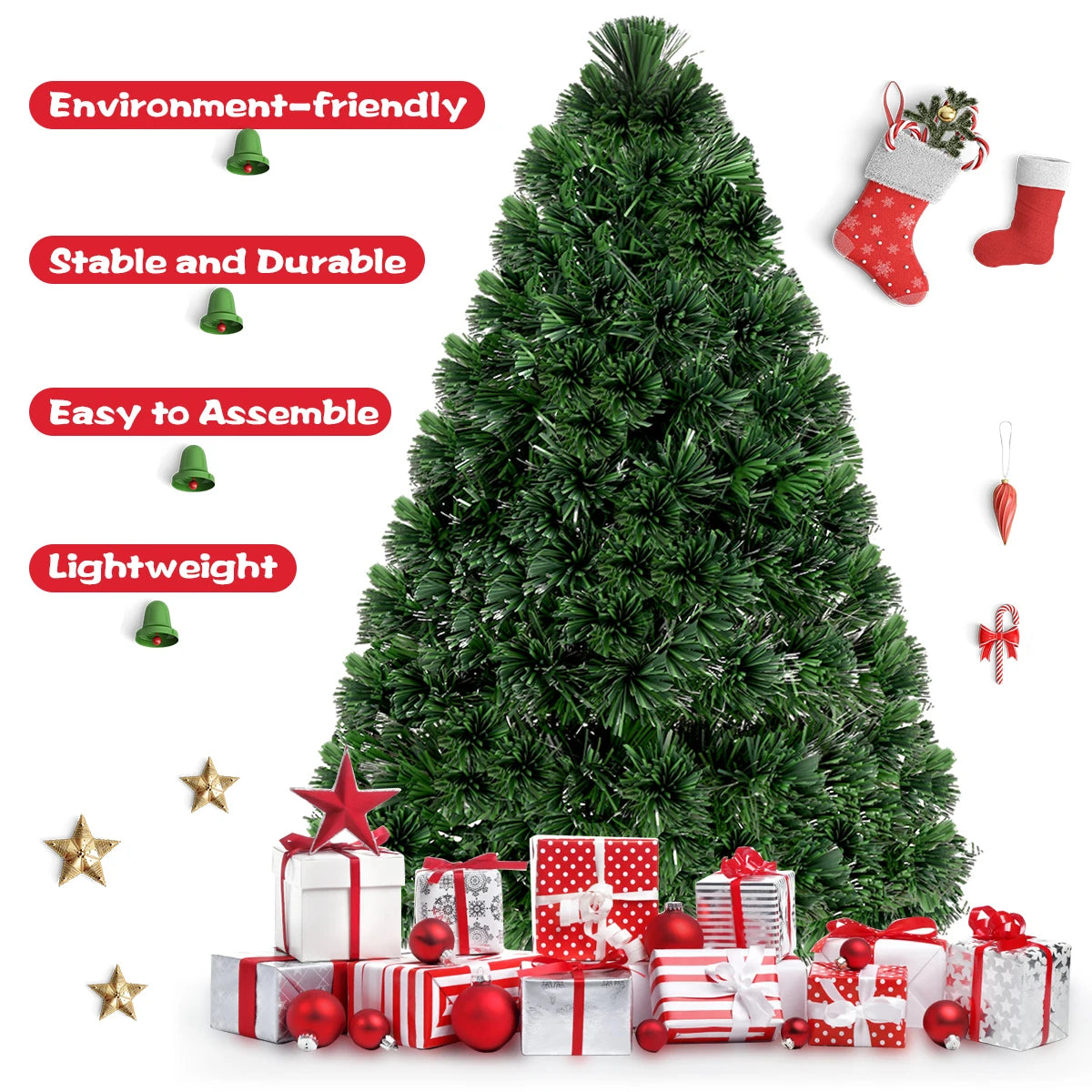 3Ft Pre-Lit Fiber Optic Artificial PVC Christmas Tree Tabletop w/ Plastic Stand