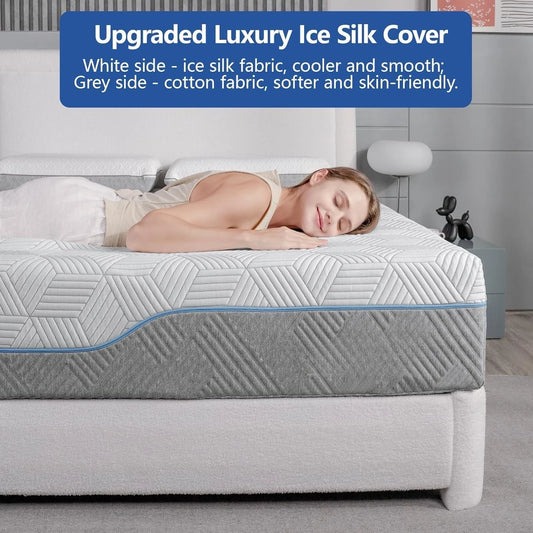 ANGDUO Hybrid Mattress Gel Memory Foam Ice Silk Cover