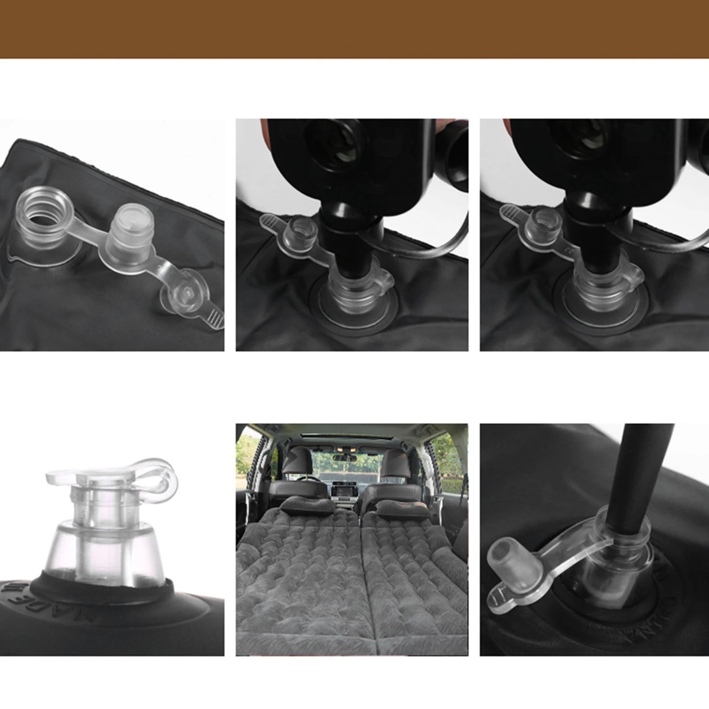 Car Travel Bed 2‑In‑1 Multifunction Inflatable Travel Mattress PVC Flocking Soft Sleeping Rest Cushion for Car SUV