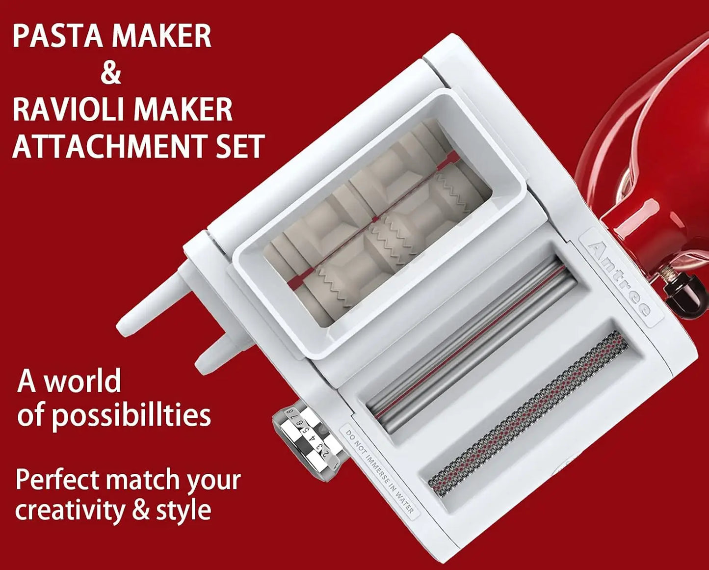 3-in-1 Pasta Maker Attachment for KitchenAid Mixers: Roller, Cutter & Ravioli Tool