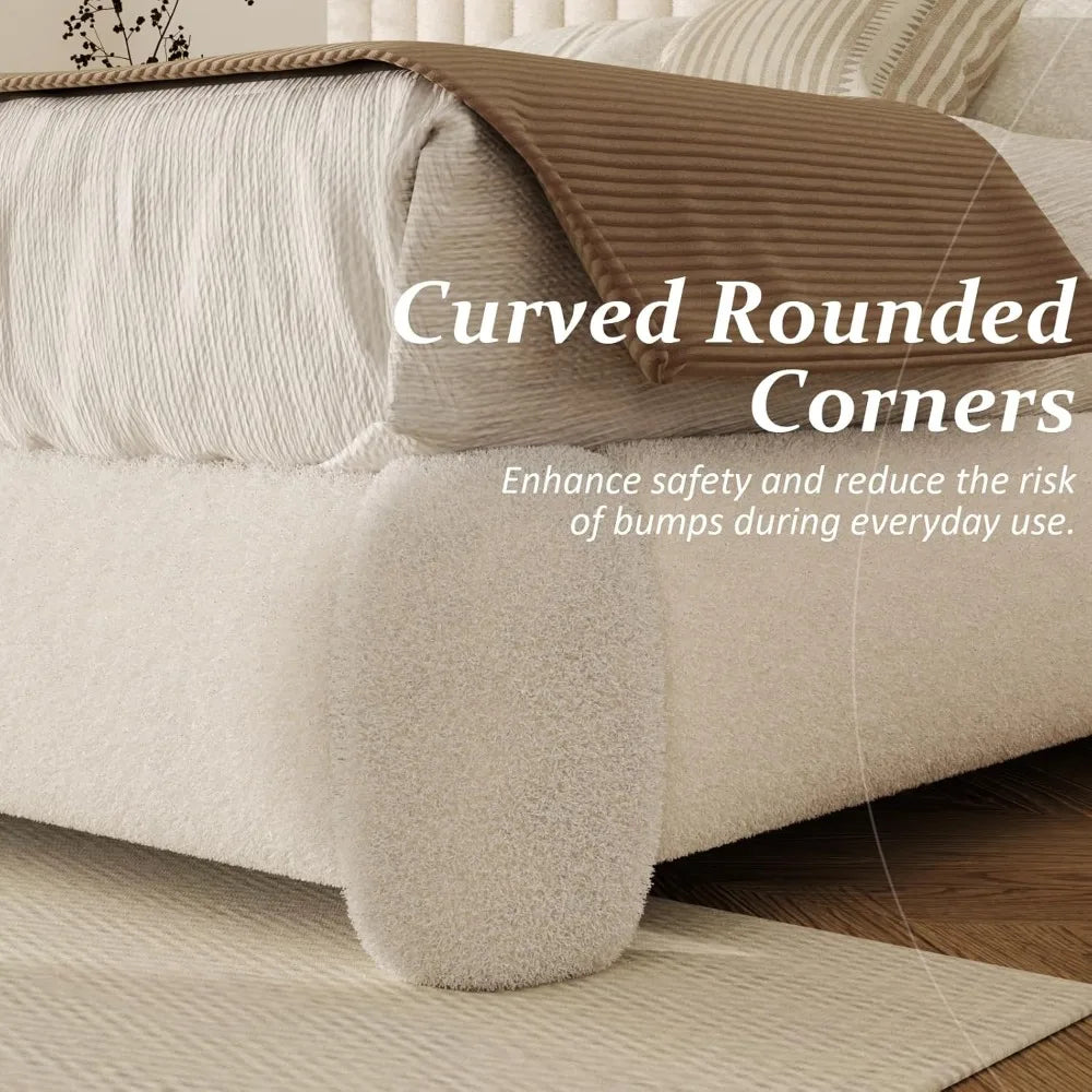 ZHUXIANG Cloud Bed Frame Boucle Platform Headboard