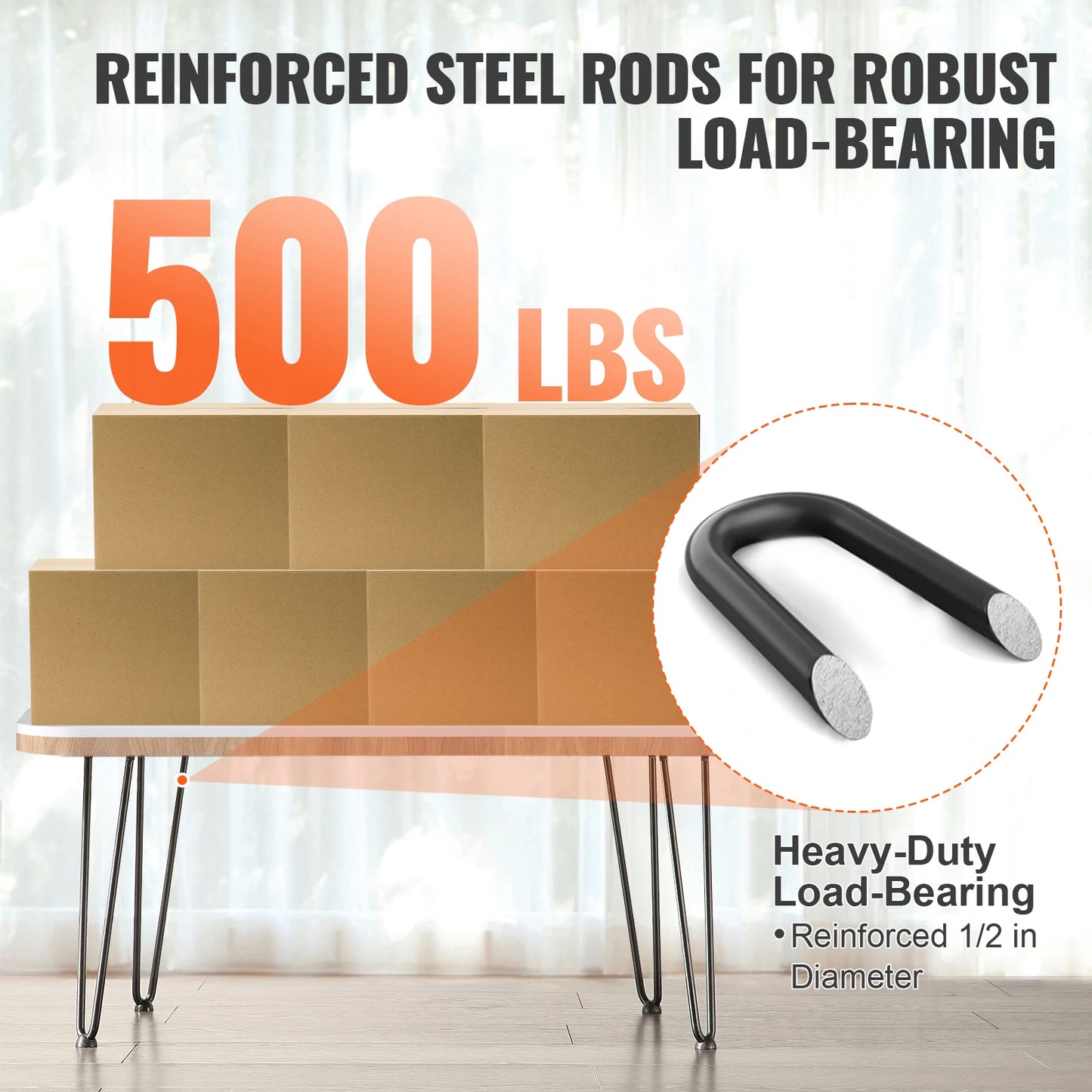 SucceBuy 16/19/28in Hairpin Furniture Legs 4PCS Black 500lbs Metal Heavy Duty  Modern Table Legs For Nightstand Coffee Table