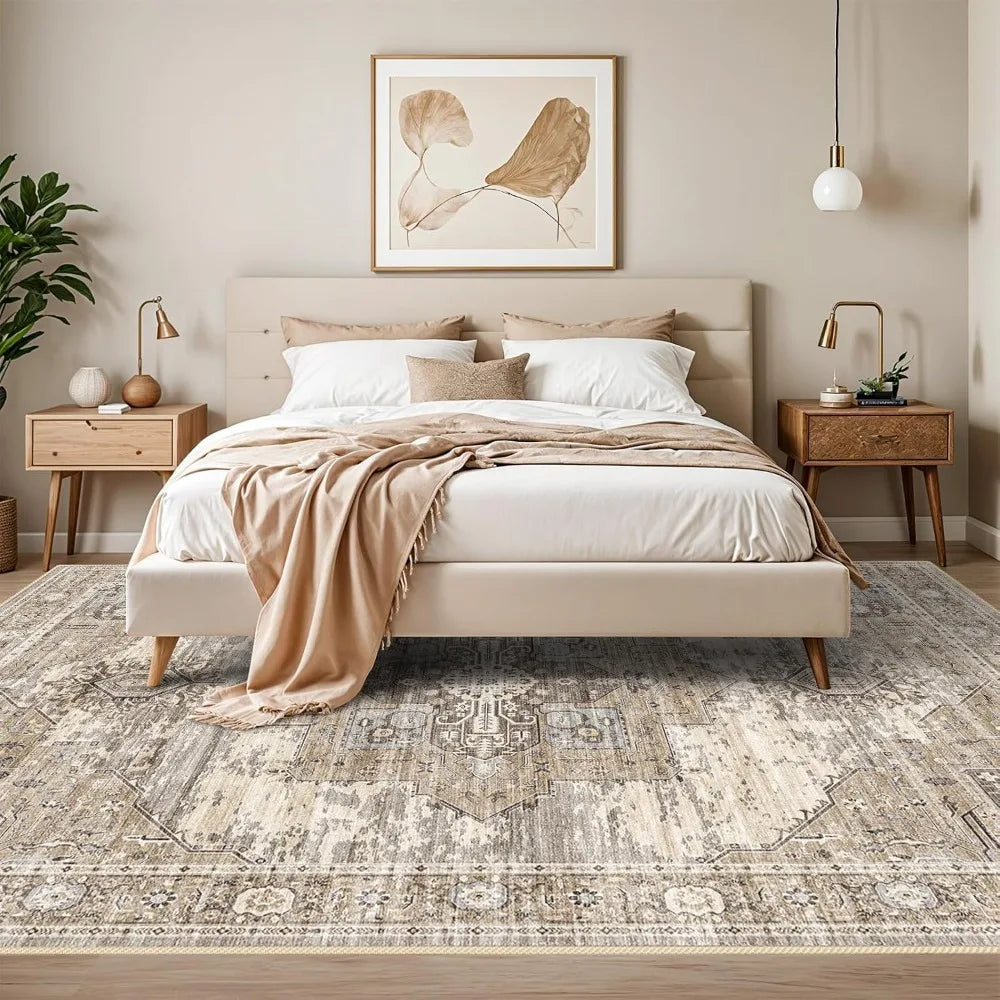 Living Room 10x14 Area Rugs - Washable Lightweight Area Rug Stain Resistant Carpet Vintage Soft Rugs for Bedroom with Non Slip