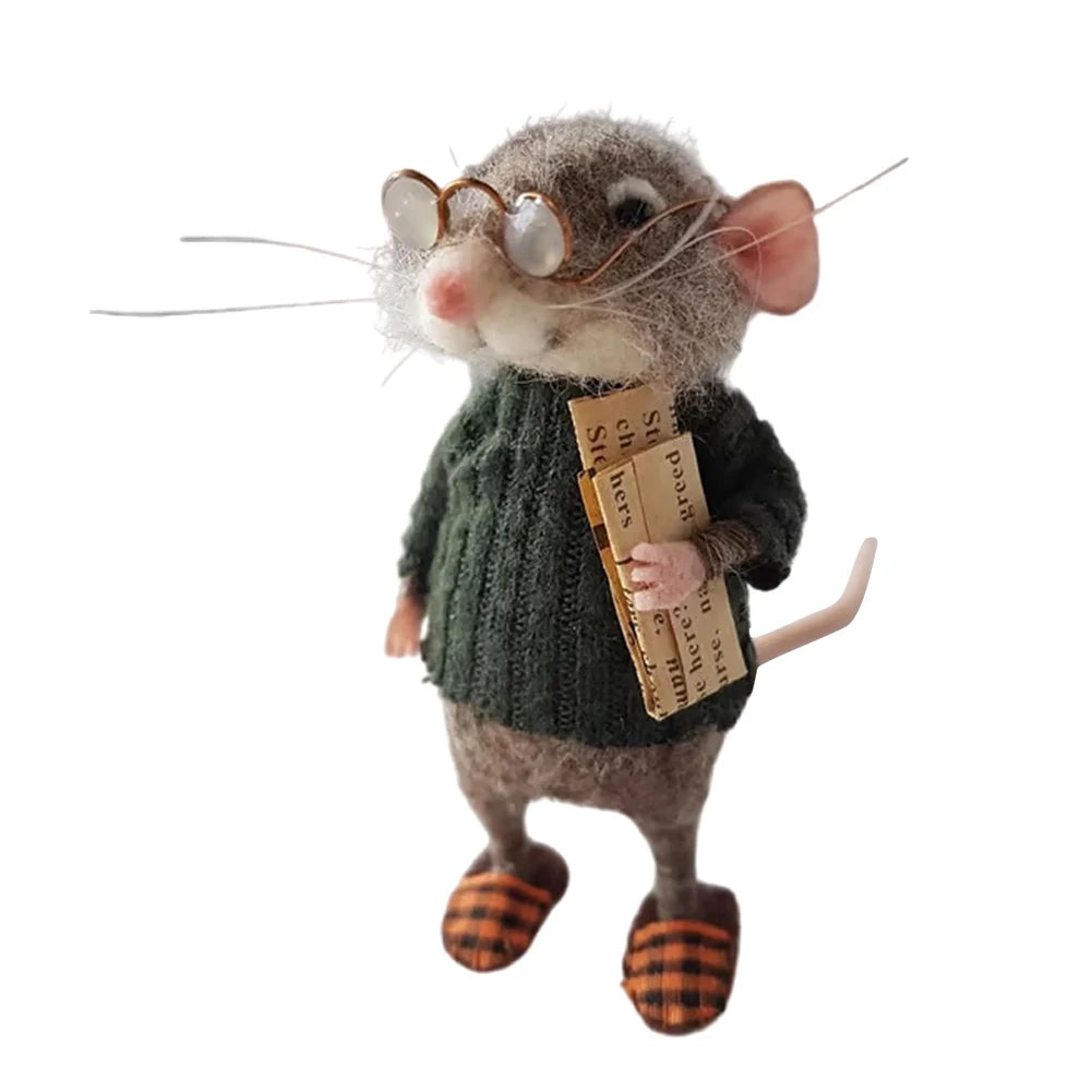 Mouse Doll Christmas Needle Felted Mouse Craft Decoration Needle Felted Christmas Cute Needle Felted Mouse Handmade Wool Felted
