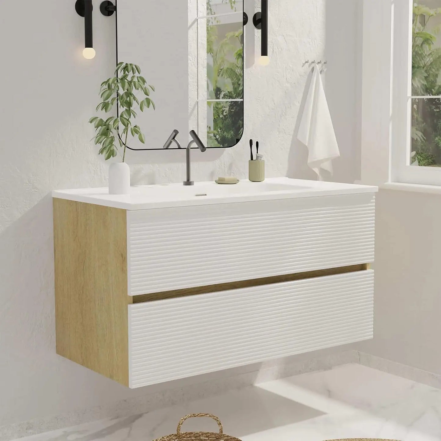 36'' Floating Bathroom Vanity with Sink Combo, Modern Bathroom Cabinet with 2-Soft Close & Large Storage Drawers, for Bath
