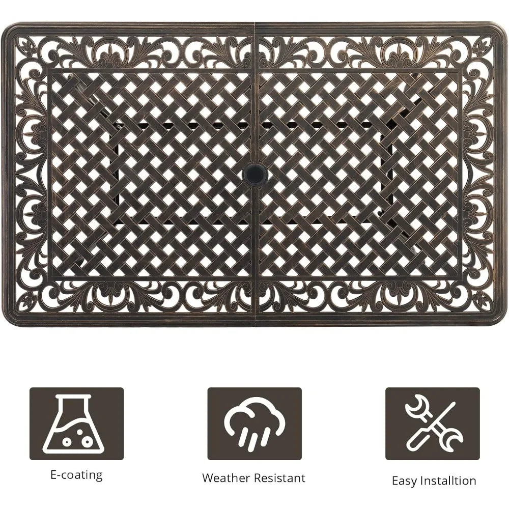 Modern Cast Aluminum Outdoor Dining Table for Six