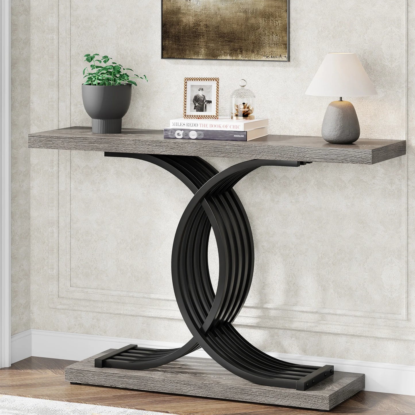 Tribesigns Modern Gold Console Table with Geometric Metal Legs
